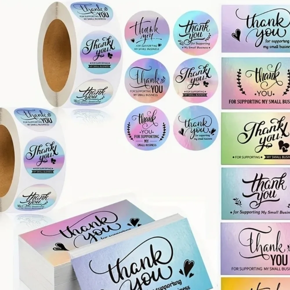 Holographic Pastel 'Thank You' Sticker Pack